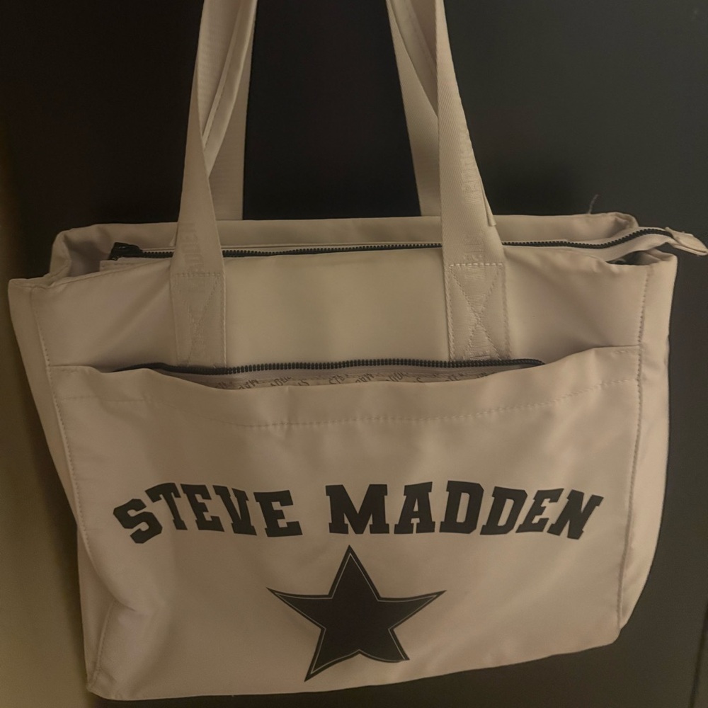 Steve Madden Cream Duffel Bag with Black Star